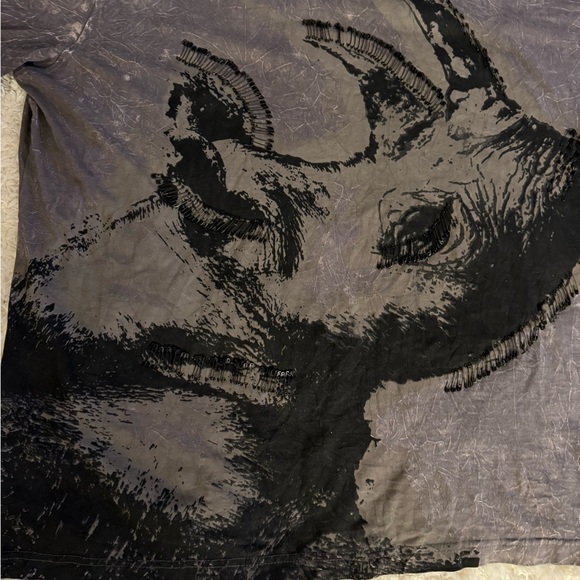 Sean John Men's Safety-Pinned Black Rhinoceros T-Shirt Marbled Grey 3XL P Diddy - Picture 3 of 6